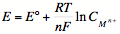 E=E°+(RT/nF)lnC