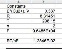 Nernst Equation constants